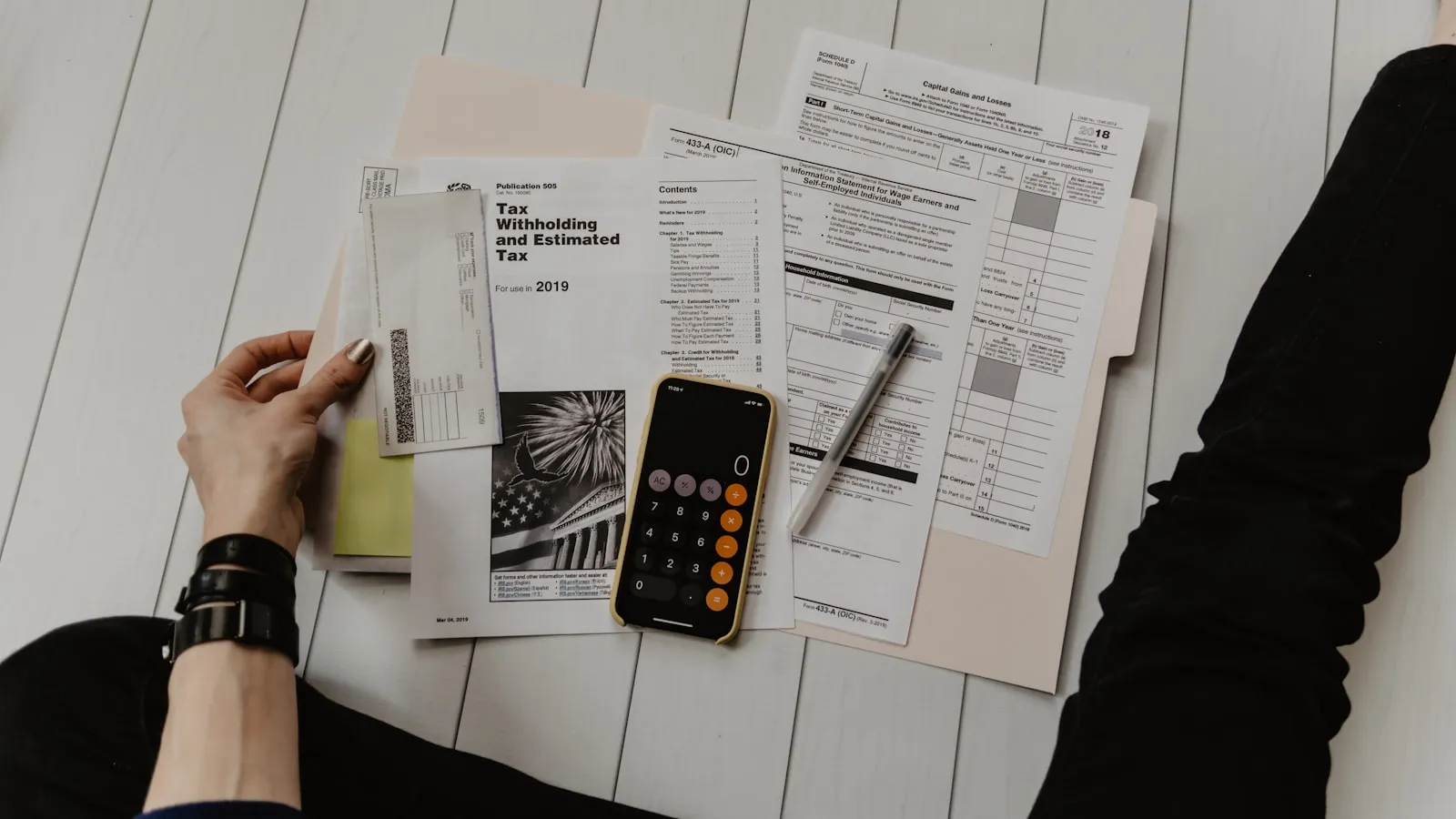 A calculator and budget notes used to price event tickets